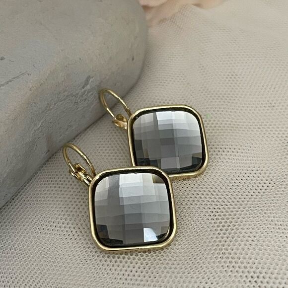 #44 NEW Dark Topaz Crystal Gemstone Earrings - Picture 3 of 8